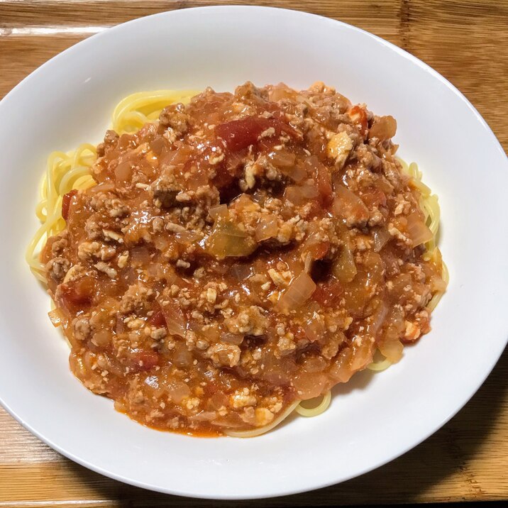 簡単！夕飯ランチに♪豆腐ミートソーススパゲティ